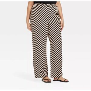 a new day Black/Tan Striped Pull On Pants Size XS